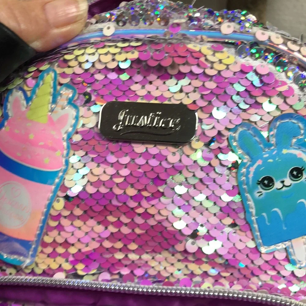 Justice sequined backpack purple